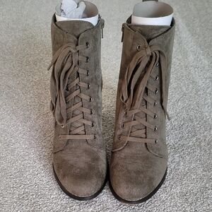 Candie's Olive Green Lace-Up Boots